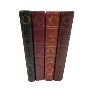 Vintage 1951 Miniature Quarter Bound Gilt Decorated Spines USA Set of Four Decor